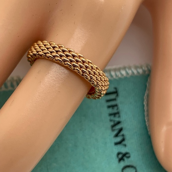 Tiffany&co 18 Kt Somerset Mesh Ring Size 5 - Picture 8 of 12